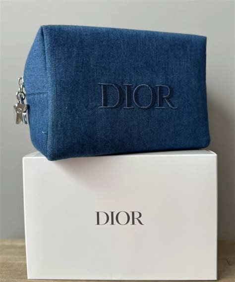 dior make-up generic pouch|Dior denim pouch.